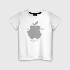 Детская футболка хлопок с принтом Яблоко в Белгороде, 100% хлопок | круглый вырез горловины, полуприлегающий силуэт, длина до линии бедер | apple | eva | jobs | leaf | newton | джобс | ева | лист | ньютон | яблоко