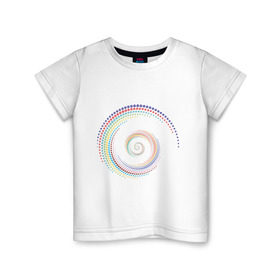 Детская футболка хлопок с принтом Обман зрения в Белгороде, 100% хлопок | круглый вырез горловины, полуприлегающий силуэт, длина до линии бедер | водоворот | вортекс | зрения | иллюзия | картинки | обман | оптическая | позитив | прикольные | радуга | циклон
