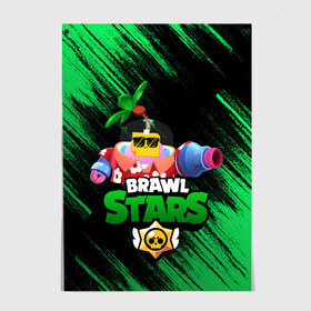 Постер с принтом SPROUT BRAWL STARS в Белгороде, 100% бумага
 | бумага, плотность 150 мг. Матовая, но за счет высокого коэффициента гладкости имеет небольшой блеск и дает на свету блики, но в отличии от глянцевой бумаги не покрыта лаком | brawl | brawl stars | brawl stars sprout | clash | sprout | tropical sprout | бравл старс | игра | мобильные игры | спраут | тропический спрут