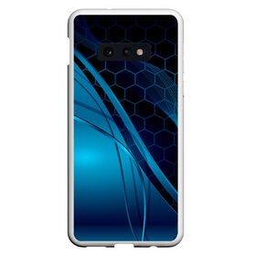 Чехол для Samsung S10E с принтом ABSTRACT BLUE в Белгороде, Силикон | Область печати: задняя сторона чехла, без боковых панелей | abstraction | geometry | hexagon | neon | paints | stripes | texture | triangle | абстракция | брызги | геометрия | краски | неон | неоновый | соты | текстура