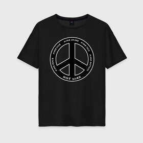 Женская футболка хлопок Oversize с принтом Pacific в Белгороде, 100% хлопок | свободный крой, круглый ворот, спущенный рукав, длина до линии бедер
 | Тематика изображения на принте: hippie | love | pacific | peace | любовь | мир | пацифик | хиппи