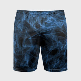 Мужские шорты спортивные с принтом Синий дым в Белгороде,  |  | Тематика изображения на принте: кривые | линии