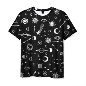 Мужская футболка 3D с принтом Космос в Белгороде, 100% полиэфир | прямой крой, круглый вырез горловины, длина до линии бедер | alien | galaxy | moon | nasa | pattern | space | star | sun | ufo | астрономия | звезды | космонавтика | космос | луна | наса | нло | паттерн | пришельцы