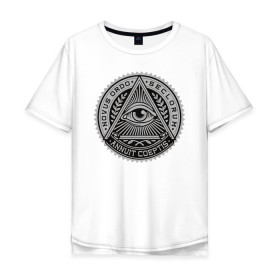Мужская футболка хлопок Oversize с принтом Eye в Белгороде, 100% хлопок | свободный крой, круглый ворот, “спинка” длиннее передней части | eye | всевидящее око | массоны