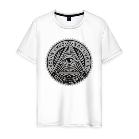 Мужская футболка хлопок с принтом Eye в Белгороде, 100% хлопок | прямой крой, круглый вырез горловины, длина до линии бедер, слегка спущенное плечо. | Тематика изображения на принте: eye | всевидящее око | массоны