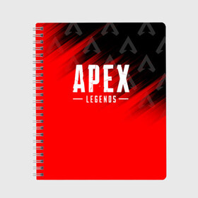 Тетрадь с принтом APEX LEGENDS в Белгороде, 100% бумага | 48 листов, плотность листов — 60 г/м2, плотность картонной обложки — 250 г/м2. Листы скреплены сбоку удобной пружинной спиралью. Уголки страниц и обложки скругленные. Цвет линий — светло-серый
 | apex | apex legends | battle | battle royal | bloodhound | titanfall | wraith | апекс | апекс легендс | батл рояль | битва | война | каустик | королевская битва