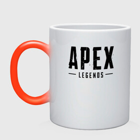 Кружка хамелеон с принтом APEX LEGENDS (НА СПИНЕ) в Белгороде, керамика | меняет цвет при нагревании, емкость 330 мл | Тематика изображения на принте: apex | apex legends | battle | battle royal | bloodhound | titanfall | wraith | апекс | апекс легендс | батл рояль | битва | война | каустик | королевская битва