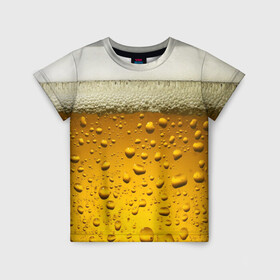 Детская футболка 3D с принтом ПИВО в Белгороде, 100% гипоаллергенный полиэфир | прямой крой, круглый вырез горловины, длина до линии бедер, чуть спущенное плечо, ткань немного тянется | Тематика изображения на принте: beer | textures | бир | напитки | пенное | текстуры | фон