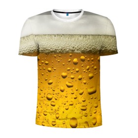Мужская футболка 3D спортивная с принтом ПИВО в Белгороде, 100% полиэстер с улучшенными характеристиками | приталенный силуэт, круглая горловина, широкие плечи, сужается к линии бедра | beer | textures | бир | напитки | пенное | текстуры | фон