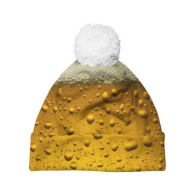 Шапка 3D c помпоном с принтом ПИВО в Белгороде, 100% полиэстер | универсальный размер, печать по всей поверхности изделия | beer | textures | бир | напитки | пенное | текстуры | фон