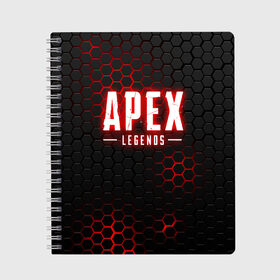 Тетрадь с принтом APEX LEGENDS в Белгороде, 100% бумага | 48 листов, плотность листов — 60 г/м2, плотность картонной обложки — 250 г/м2. Листы скреплены сбоку удобной пружинной спиралью. Уголки страниц и обложки скругленные. Цвет линий — светло-серый
 | Тематика изображения на принте: apex | apex legends | battle | battle royal | bloodhound | titanfall | wraith | апекс | апекс легендс | батл рояль | битва | война | каустик | королевская битва