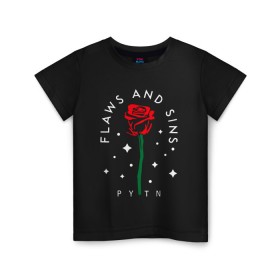 Детская футболка хлопок с принтом PYTN X ROSE (НА СПИНЕ). в Белгороде, 100% хлопок | круглый вырез горловины, полуприлегающий силуэт, длина до линии бедер | payton | payton moormeie | pytn | rose | блогер | знаменитость | пейтон | пейтон моормиер | тиктоенр