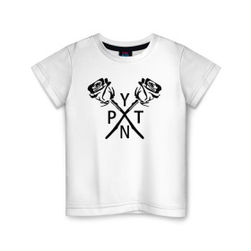 Детская футболка хлопок с принтом PYTN X ROSE. в Белгороде, 100% хлопок | круглый вырез горловины, полуприлегающий силуэт, длина до линии бедер | payton | payton moormeie | pytn | rose | блогер | знаменитость | пейтон | пейтон моормиер | тиктоенр