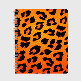 Тетрадь с принтом JAGUAR GOLD в Белгороде, 100% бумага | 48 листов, плотность листов — 60 г/м2, плотность картонной обложки — 250 г/м2. Листы скреплены сбоку удобной пружинной спиралью. Уголки страниц и обложки скругленные. Цвет линий — светло-серый
 | cat | jaguar | leopard | yaguar | дикая кошка | животные | кошка | леопард | пятна животного | текстура | шерсть | ягуар