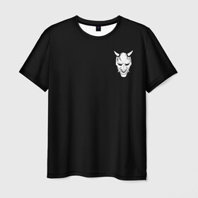 Мужская футболка 3D с принтом Демон Они (Принт на спине) в Белгороде, 100% полиэфир | прямой крой, круглый вырез горловины, длина до линии бедер | Тематика изображения на принте: cyberpunk | demon | japan | kyoto | oni | tokyo | аниме | демон | киберпанк | маска | они | стиль | ханья | япония | японский