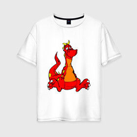 Женская футболка хлопок Oversize с принтом Дракон в Белгороде, 100% хлопок | свободный крой, круглый ворот, спущенный рукав, длина до линии бедер
 | детские | дракон | животных | мифическое | мультфильмы | существо | фантазия