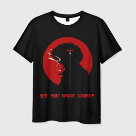 Мужская футболка 3D с принтом Ковбой Бибоп в Белгороде, 100% полиэфир | прямой крой, круглый вырез горловины, длина до линии бедер | bebop | cowboy | japan | spiegel | spike | аниме | бибоп | ковбой | спайк | стиль | шпигель | япония | японский