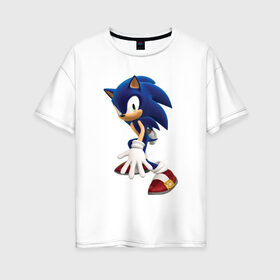 Женская футболка хлопок Oversize с принтом Sonic в Белгороде, 100% хлопок | свободный крой, круглый ворот, спущенный рукав, длина до линии бедер
 | sonic | видеоигры | ежик | соник | соник в кино