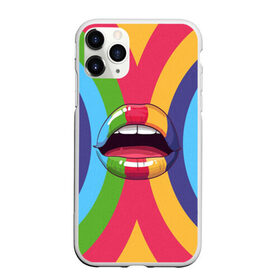 Чехол для iPhone 11 Pro Max матовый с принтом Радужные губы в Белгороде, Силикон |  | вписка | губы | зубы | клуб | пафос | пафосная | поцелуй | радуга | радужно | рот | сочность | сочные | туса | тусовка | улыбка | язык