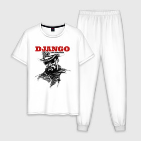 Мужская пижама хлопок с принтом Django в Белгороде, 100% хлопок | брюки и футболка прямого кроя, без карманов, на брюках мягкая резинка на поясе и по низу штанин
 | Тематика изображения на принте: django | tarantino | джанго | джанго освобожденный | тарантино