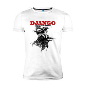Мужская футболка премиум с принтом Django в Белгороде, 92% хлопок, 8% лайкра | приталенный силуэт, круглый вырез ворота, длина до линии бедра, короткий рукав | Тематика изображения на принте: django | tarantino | джанго | джанго освобожденный | тарантино