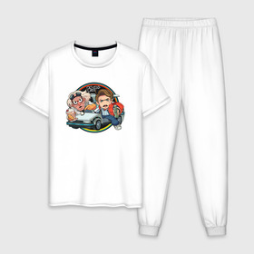 Мужская пижама хлопок с принтом Back to the Future в Белгороде, 100% хлопок | брюки и футболка прямого кроя, без карманов, на брюках мягкая резинка на поясе и по низу штанин
 | django | tarantino | джанго | джанго освобожденный | тарантино