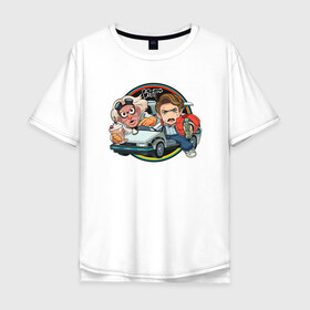 Мужская футболка хлопок Oversize с принтом Back to the Future в Белгороде, 100% хлопок | свободный крой, круглый ворот, “спинка” длиннее передней части | Тематика изображения на принте: django | tarantino | джанго | джанго освобожденный | тарантино