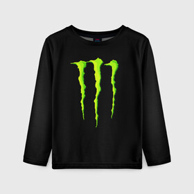 Детский лонгслив 3D с принтом MONSTER ENERGY в Белгороде, 100% полиэстер | длинные рукава, круглый вырез горловины, полуприлегающий силуэт
 | black monster | bmx | claw | cybersport | energy | monster | monster energy | moto | motocross | race | sport | киберспорт | когти | монстер энерджи | монстр | мото | мотокросс | ралли | скейтбординг | спорт | т | энергия