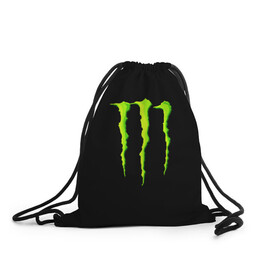 Рюкзак-мешок 3D с принтом MONSTER ENERGY в Белгороде, 100% полиэстер | плотность ткани — 200 г/м2, размер — 35 х 45 см; лямки — толстые шнурки, застежка на шнуровке, без карманов и подкладки | Тематика изображения на принте: black monster | bmx | claw | cybersport | energy | monster | monster energy | moto | motocross | race | sport | киберспорт | когти | монстер энерджи | монстр | мото | мотокросс | ралли | скейтбординг | спорт | т | энергия