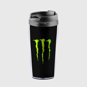 Термокружка-непроливайка с принтом MONSTER ENERGY в Белгороде, внутренняя часть — пищевой пластик, наружная часть — прозрачный пластик, между ними — полиграфическая вставка с рисунком | объем — 350 мл, герметичная крышка | black monster | bmx | claw | cybersport | energy | monster | monster energy | moto | motocross | race | sport | киберспорт | когти | монстер энерджи | монстр | мото | мотокросс | ралли | скейтбординг | спорт | т | энергия