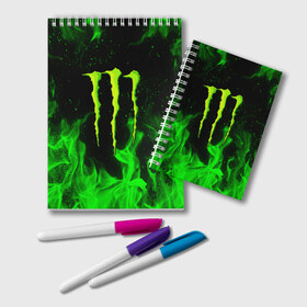 Блокнот с принтом MONSTER ENERGY в Белгороде, 100% бумага | 48 листов, плотность листов — 60 г/м2, плотность картонной обложки — 250 г/м2. Листы скреплены удобной пружинной спиралью. Цвет линий — светло-серый
 | black monster | bmx | claw | cybersport | energy | monster | monster energy | moto | motocross | race | sport | киберспорт | когти | монстер энерджи | монстр | мото | мотокросс | ралли | скейтбординг | спорт | т | энергия