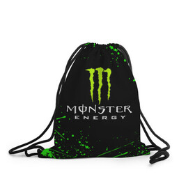 Рюкзак-мешок 3D с принтом MONSTER ENERGY в Белгороде, 100% полиэстер | плотность ткани — 200 г/м2, размер — 35 х 45 см; лямки — толстые шнурки, застежка на шнуровке, без карманов и подкладки | Тематика изображения на принте: black monster | bmx | claw | cybersport | energy | monster | monster energy | moto | motocross | race | sport | киберспорт | когти | монстер энерджи | монстр | мото | мотокросс | ралли | скейтбординг | спорт | т | энергия