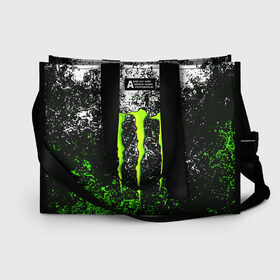 Сумка-шоппер 3D с принтом MONSTER ENERGY в Белгороде, 100% полиэстер | застегивается на металлическую кнопку; внутренний карман застегивается на молнию. Стенки укреплены специальным мягким материалом, чтобы защитить содержимое от несильных ударов
 | black monster | bmx | claw | cybersport | energy | monster | monster energy | moto | motocross | race | sport | киберспорт | когти | монстер энерджи | монстр | мото | мотокросс | ралли | скейтбординг | спорт | т | энергия