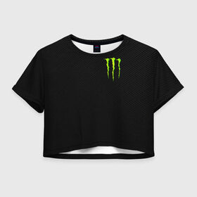 Женская футболка Crop-top 3D с принтом MONSTER ENERGY в Белгороде, 100% полиэстер | круглая горловина, длина футболки до линии талии, рукава с отворотами | black monster | bmx | claw | cybersport | energy | monster | monster energy | moto | motocross | race | sport | киберспорт | когти | монстер энерджи | монстр | мото | мотокросс | ралли | скейтбординг | спорт | т | энергия