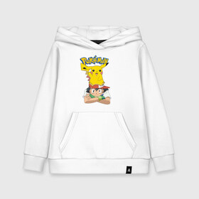 Детская толстовка хлопок с принтом Pokemon в Белгороде, 100% хлопок | Круглый горловой вырез, эластичные манжеты, пояс, капюшен | anime | pikachu | pokemon | pokemon logo | аниме | анимэ | пика | пикачу | покемон | покемон лого | покемон постер | эш и пикачу | эш кетчум | японский