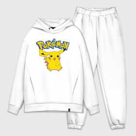 Мужской костюм хлопок OVERSIZE с принтом Пикачу машет в Белгороде,  |  | anime | pikachu | pokemon | pokemon logo | аниме | анимэ | пика | пикачу | покемон | покемон постер | эш и пикачу | эш кетчум | япония | японский