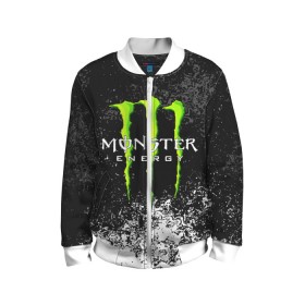 Детский бомбер 3D с принтом MONSTER ENERGY в Белгороде, 100% полиэстер | застегивается на молнию, по бокам два кармана без застежек, мягкие манжеты, по низу бомбера и на воротнике — эластичная резинка | black monster | bmx | claw | cybersport | energy | monster | monster energy | moto | motocross | race | sport | киберспорт | когти | монстер энерджи | монстр | мото | мотокросс | ралли | скейтбординг | спорт | т | энергия