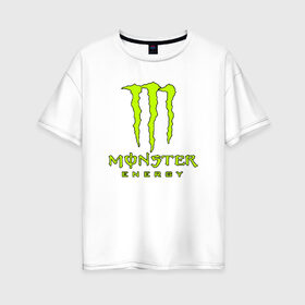 Женская футболка хлопок Oversize с принтом MONSTER ENERGY в Белгороде, 100% хлопок | свободный крой, круглый ворот, спущенный рукав, длина до линии бедер
 | black monster | bmx | claw | cybersport | energy | monster | monster energy | moto | motocross | race | sport | киберспорт | когти | монстер энерджи | монстр | мото | мотокросс | ралли | скейтбординг | спорт | т | энергия