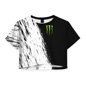 Женская футболка Crop-top 3D с принтом MONSTER ENERGY в Белгороде, 100% полиэстер | круглая горловина, длина футболки до линии талии, рукава с отворотами | black monster | bmx | claw | cybersport | energy | monster | monster energy | moto | motocross | race | sport | киберспорт | когти | монстер энерджи | монстр | мото | мотокросс | ралли | скейтбординг | спорт | т | энергия