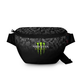 Поясная сумка 3D с принтом MONSTER ENERGY в Белгороде, 100% полиэстер | плотная ткань, ремень с регулируемой длиной, внутри несколько карманов для мелочей, основное отделение и карман с обратной стороны сумки застегиваются на молнию | black monster | bmx | claw | cybersport | energy | monster | monster energy | moto | motocross | race | sport | киберспорт | когти | монстер энерджи | монстр | мото | мотокросс | ралли | скейтбординг | спорт | т | энергия