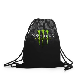 Рюкзак-мешок 3D с принтом MONSTER ENERGY в Белгороде, 100% полиэстер | плотность ткани — 200 г/м2, размер — 35 х 45 см; лямки — толстые шнурки, застежка на шнуровке, без карманов и подкладки | black monster | bmx | claw | cybersport | energy | monster | monster energy | moto | motocross | race | sport | киберспорт | когти | монстер энерджи | монстр | мото | мотокросс | ралли | скейтбординг | спорт | т | энергия