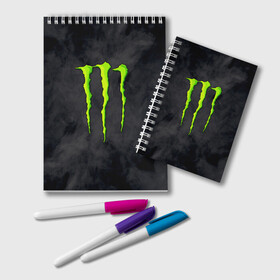 Блокнот с принтом MONSTER ENERGY в Белгороде, 100% бумага | 48 листов, плотность листов — 60 г/м2, плотность картонной обложки — 250 г/м2. Листы скреплены удобной пружинной спиралью. Цвет линий — светло-серый
 | black monster | bmx | claw | cybersport | energy | monster | monster energy | moto | motocross | race | sport | киберспорт | когти | монстер энерджи | монстр | мото | мотокросс | ралли | скейтбординг | спорт | т | энергия