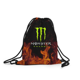 Рюкзак-мешок 3D с принтом MONSTER ENERGY  в Белгороде, 100% полиэстер | плотность ткани — 200 г/м2, размер — 35 х 45 см; лямки — толстые шнурки, застежка на шнуровке, без карманов и подкладки | Тематика изображения на принте: black monster | bmx | claw | cybersport | energy | monster | monster energy | moto | motocross | race | sport | киберспорт | когти | монстер энерджи | монстр | мото | мотокросс | ралли | скейтбординг | спорт | т | энергия