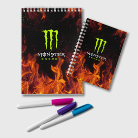 Блокнот с принтом MONSTER ENERGY в Белгороде, 100% бумага | 48 листов, плотность листов — 60 г/м2, плотность картонной обложки — 250 г/м2. Листы скреплены удобной пружинной спиралью. Цвет линий — светло-серый
 | black monster | bmx | claw | cybersport | energy | monster | monster energy | moto | motocross | race | sport | киберспорт | когти | монстер энерджи | монстр | мото | мотокросс | ралли | скейтбординг | спорт | т | энергия