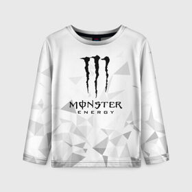 Детский лонгслив 3D с принтом MONSTER ENERGY в Белгороде, 100% полиэстер | длинные рукава, круглый вырез горловины, полуприлегающий силуэт
 | black monster | bmx | claw | cybersport | energy | monster | monster energy | moto | motocross | race | sport | киберспорт | когти | монстер энерджи | монстр | мото | мотокросс | ралли | скейтбординг | спорт | т | энергия