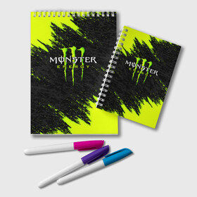 Блокнот с принтом MONSTER ENERGY в Белгороде, 100% бумага | 48 листов, плотность листов — 60 г/м2, плотность картонной обложки — 250 г/м2. Листы скреплены удобной пружинной спиралью. Цвет линий — светло-серый
 | black monster | bmx | claw | cybersport | energy | monster | monster energy | moto | motocross | race | sport | киберспорт | когти | монстер энерджи | монстр | мото | мотокросс | ралли | скейтбординг | спорт | т | энергия