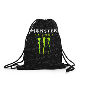 Рюкзак-мешок 3D с принтом MONSTER ENERGY  в Белгороде, 100% полиэстер | плотность ткани — 200 г/м2, размер — 35 х 45 см; лямки — толстые шнурки, застежка на шнуровке, без карманов и подкладки | Тематика изображения на принте: black monster | bmx | claw | cybersport | energy | monster | monster energy | moto | motocross | race | sport | киберспорт | когти | монстер энерджи | монстр | мото | мотокросс | ралли | скейтбординг | спорт | т | энергия