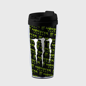 Термокружка-непроливайка с принтом MONSTER ENERGY  в Белгороде, внутренняя часть — пищевой пластик, наружная часть — прозрачный пластик, между ними — полиграфическая вставка с рисунком | объем — 350 мл, герметичная крышка | Тематика изображения на принте: black monster | bmx | claw | cybersport | energy | monster | monster energy | moto | motocross | race | sport | киберспорт | когти | монстер энерджи | монстр | мото | мотокросс | ралли | скейтбординг | спорт | т | энергия