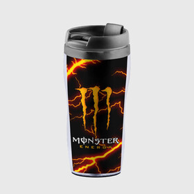 Термокружка-непроливайка с принтом MONSTER ENERGY  в Белгороде, внутренняя часть — пищевой пластик, наружная часть — прозрачный пластик, между ними — полиграфическая вставка с рисунком | объем — 350 мл, герметичная крышка | Тематика изображения на принте: black monster | bmx | claw | cybersport | energy | monster | monster energy | moto | motocross | race | sport | киберспорт | когти | монстер энерджи | монстр | мото | мотокросс | ралли | скейтбординг | спорт | т | энергия