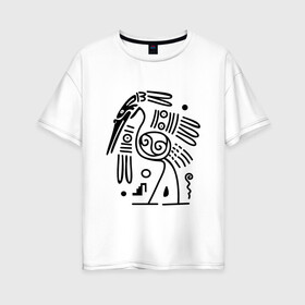 Женская футболка хлопок Oversize с принтом Журавль в Белгороде, 100% хлопок | свободный крой, круглый ворот, спущенный рукав, длина до линии бедер
 | арт | древний рисунок журавль | животные | картинка | наскальный рисунок журавль | рисунок